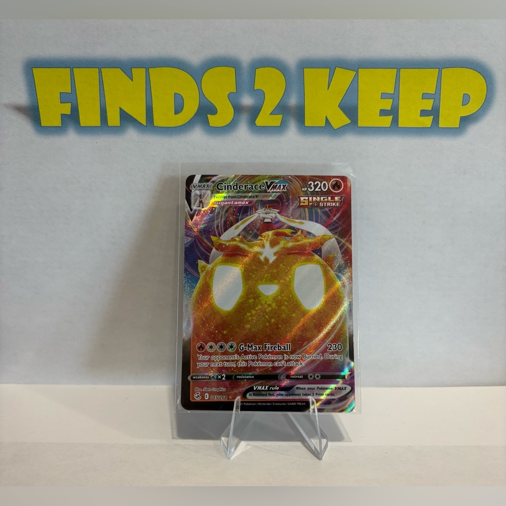 Official Pokemon TCG Cinderace VMAX 045/264 Swsh08 Fusion Strike Full Art NMT